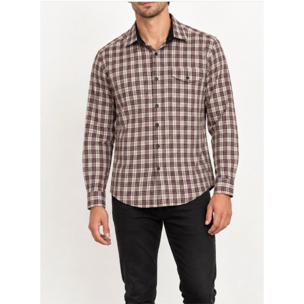 Comune Plaid Button Down Flannel Shirt Men's L Grunge 90s